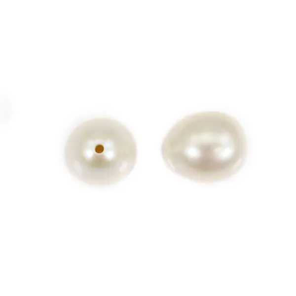 Perla di coltura d'acqua dolce, semiperforata, bianca, goccia, 6-7 mm x 1 pezzo