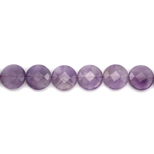 Clear Amethyst Faceted Flat Round 18mm x 40cm