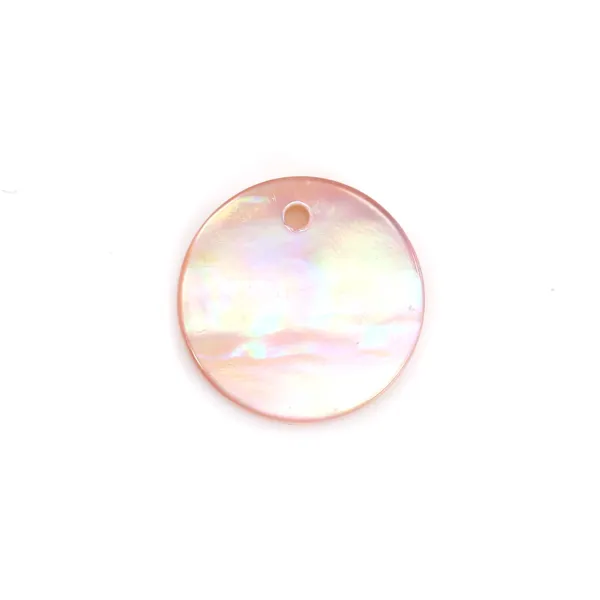 Nacre rose ronde plate 12mm x 2pcs