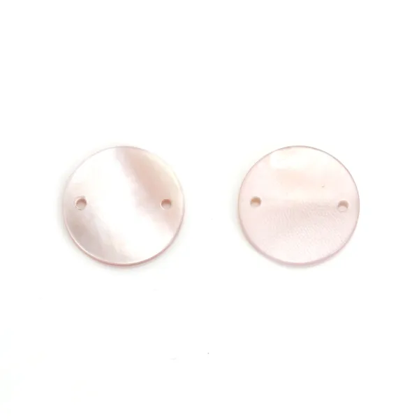 Pink, round, flat mother-of-pearl 10mm x 2pcs
