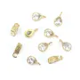 Breloque en forme poire 4x7.5mm  avec zirconium, plaqué par "flash" or sur laiton x 2pcs