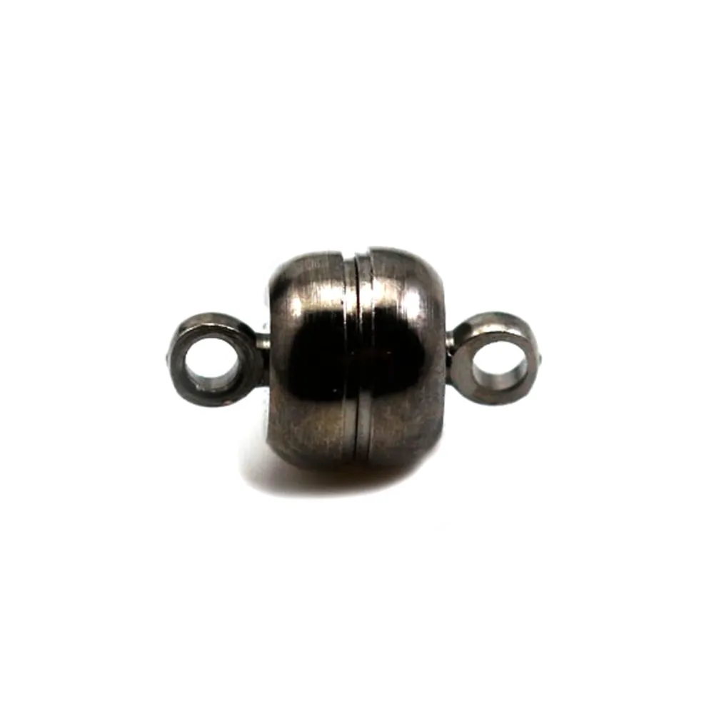 Fermoirs ronds et plats aimantés en métal noir de 7 * 5.5mm x 10pcs