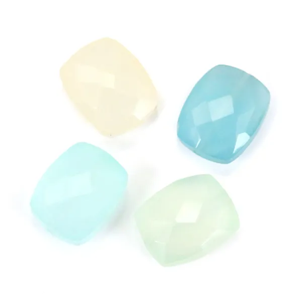 Rectangular blue chalcedony faceted 8x10mm x 1pc