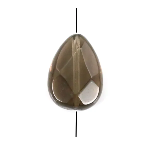 Quartz fumé goutte plate facette 6.5x7mm x 40cm