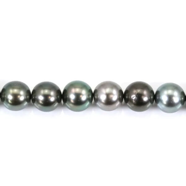 Perles noires de Tahiti rond 10-10.6mm - 38 perles (38cm) - Qualité A/B