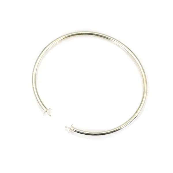 925 sterling silver 65mm flexible bangle for half-driled beads x 1pc