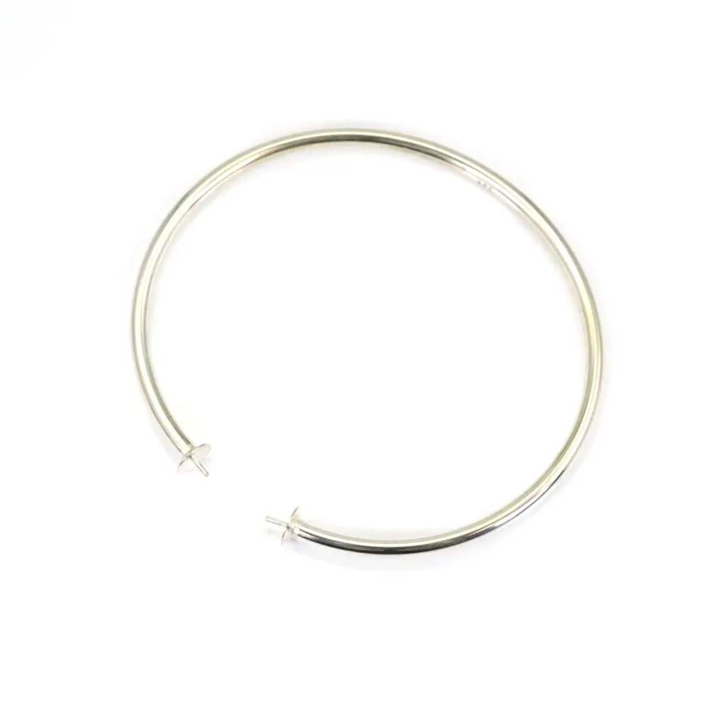 Bracelet jonc flexible 65mm pour perle semi-percée en argent 925 x 1pc