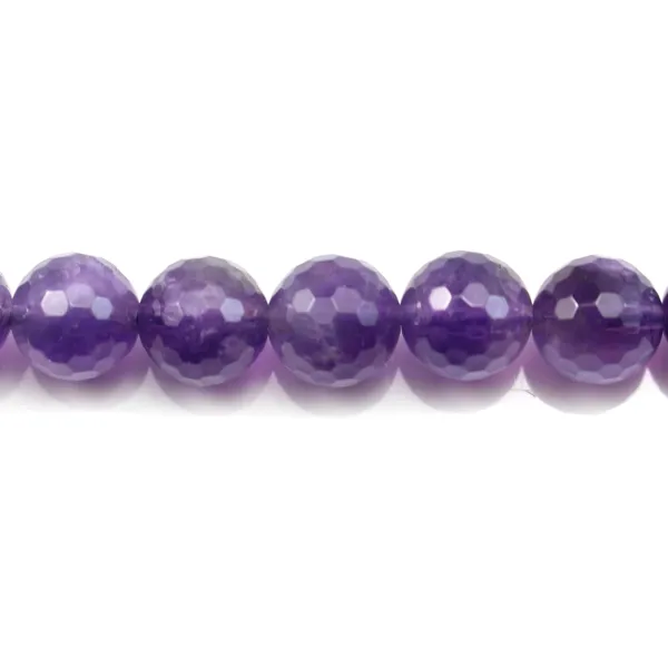 Améthyste Ronde Facette 14mm x 40cm