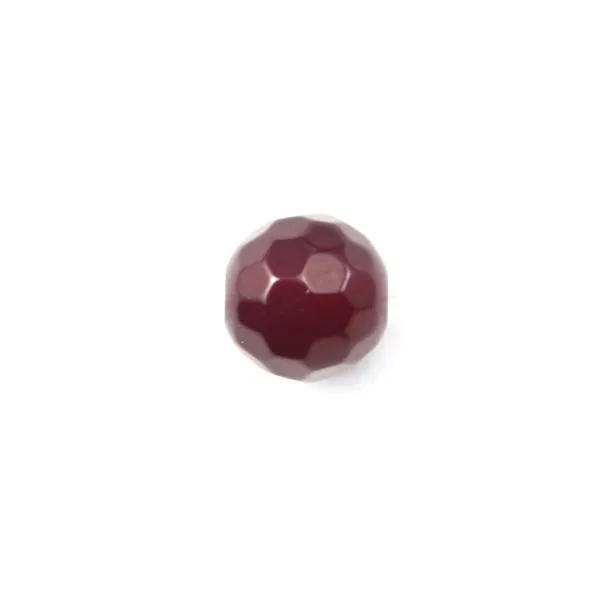 Agate teinté fushia ronde facette 8mm x 40cm