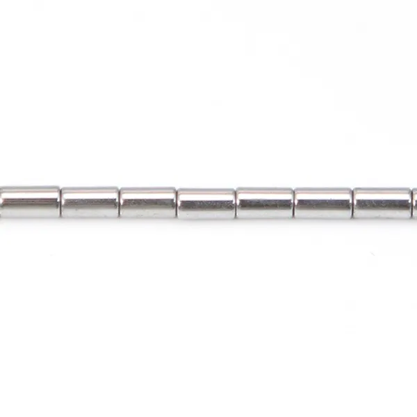 Hématite argenté tube 2x4mm x 10pcs