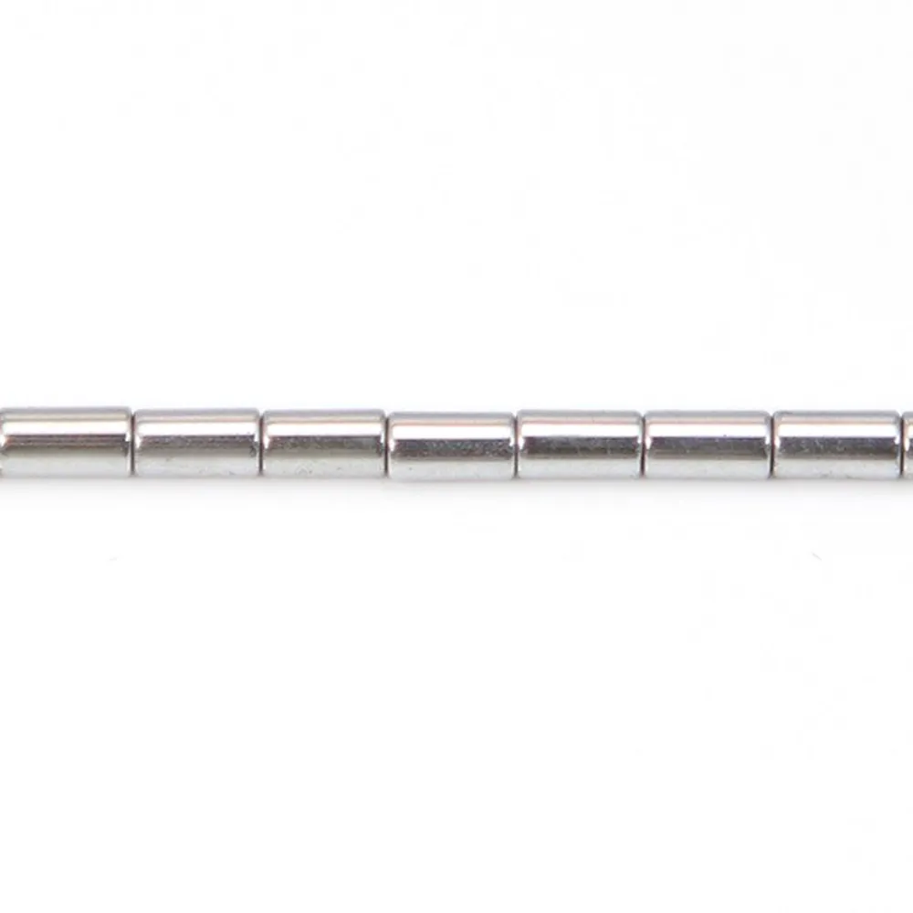 Hématite argenté tube 2x4mm x 10pcs