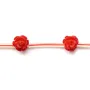 Bambou mer teinte rouge Fleur 8mm x 40cm (18pcs)