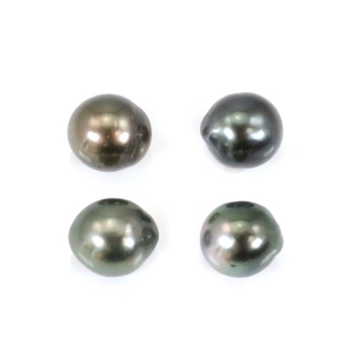 Tahitian cultured pearl, half-round, 8-9mm x 4pcs