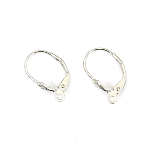 Dormeuse fleur de Lys, argent rhodié, 10x16mm x 2pcs