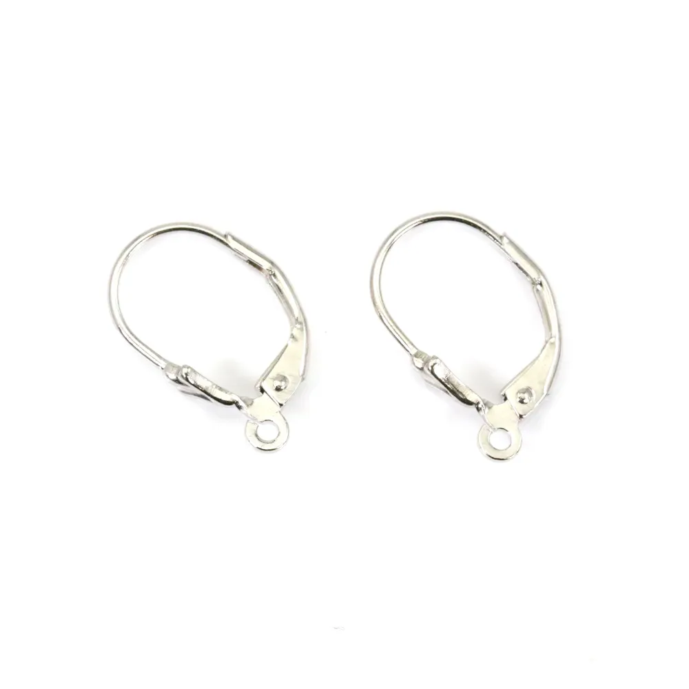 Dormeuse fleur de Lys, argent rhodié, 10x16mm x 2pcs