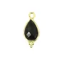 Breloque en Onyx goutte facettée serti argent 925 doré à l'or fin 7x15mm x 1pc