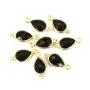 Breloque en Onyx goutte facettée serti argent 925 doré à l'or fin 7x15mm x 1pc
