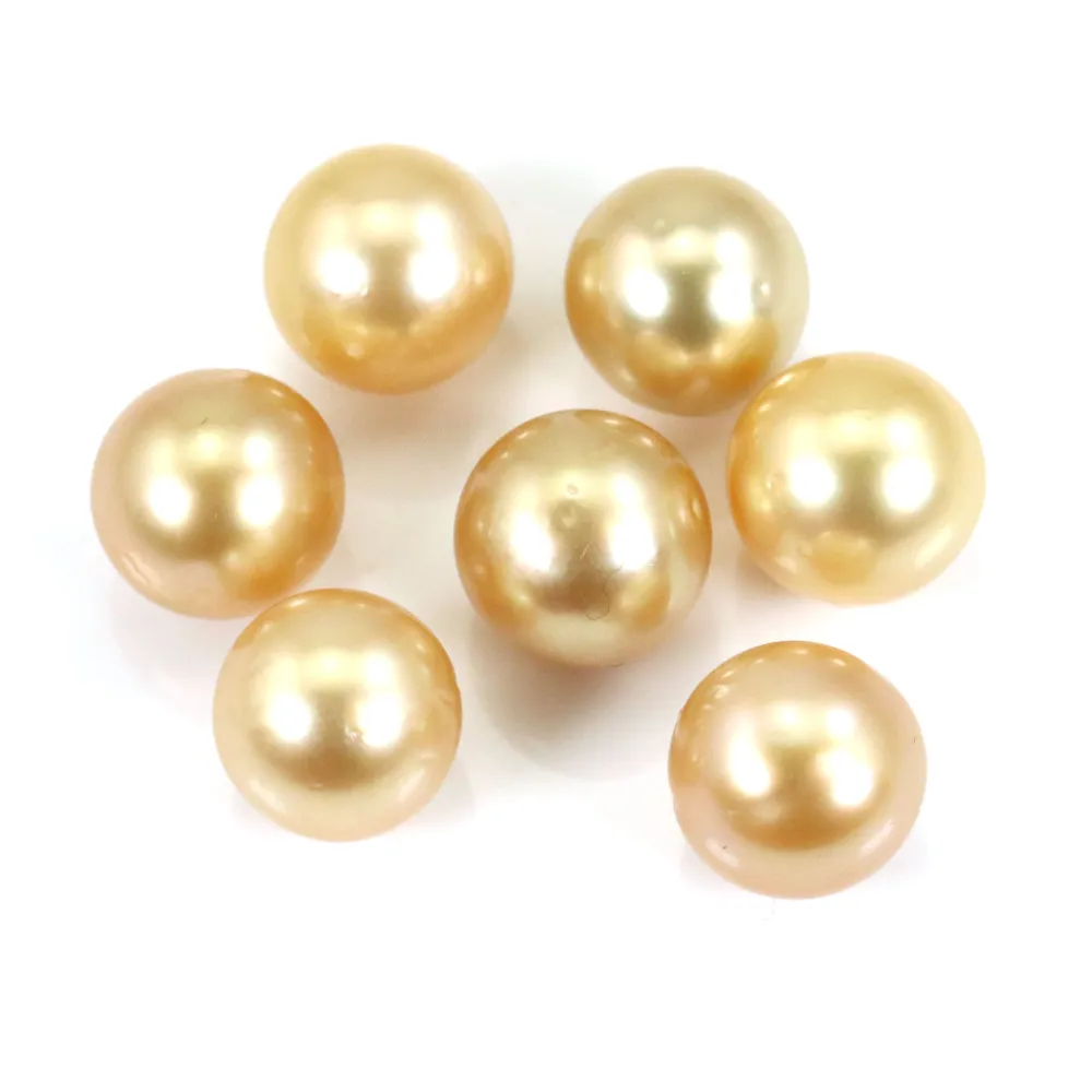 Paire De Perles D'Australie Golden (or D'Australie) - Diamètre 10 - 10.5 Mm, Neuf Avec étiquettes