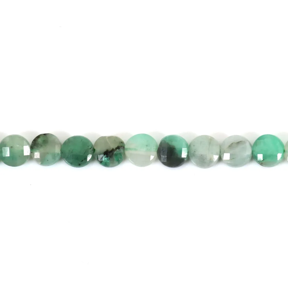 Esmeralda, redonda, facetada plana, 4mm x 8pcs