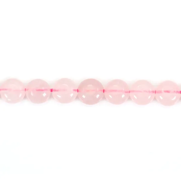 Quartz rose, de forme ronde et plate, 6mm x 40cm