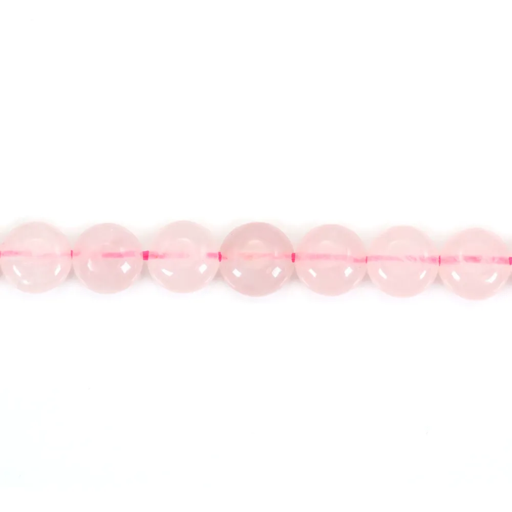 Pink quartz, in the shape of a flat and round pearls, 6mm x 40cm