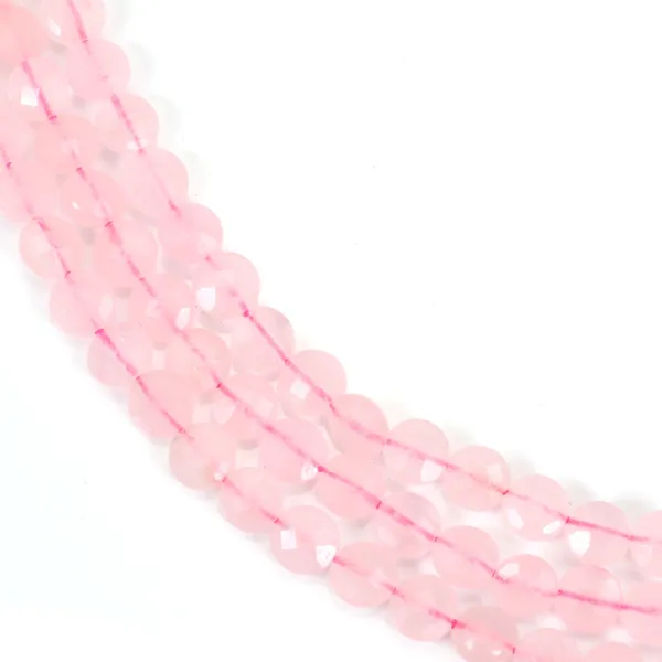 Quartz rose ronde plate facetté 8mm x 40cm