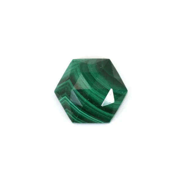 Cabochão hexagonal facetado de malaquite 10 mm x 1 unidade