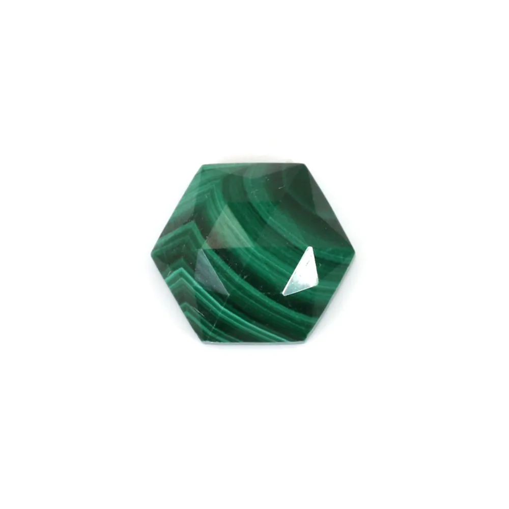 Cabochão hexagonal facetado de malaquite 10 mm x 1 unidade