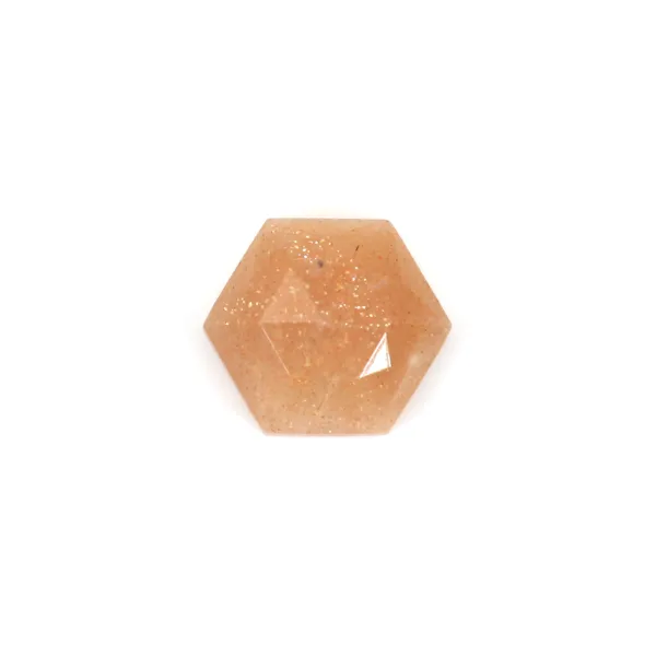Faceted hexagon orange Moonstone cabochon 10mm x 1pc
