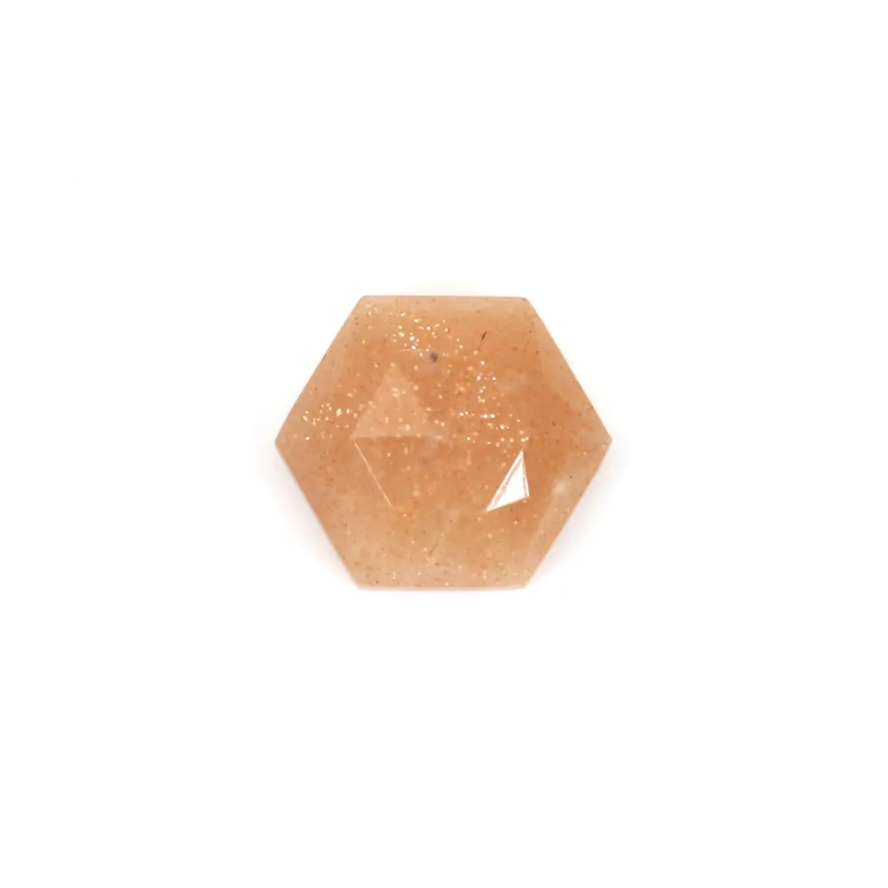 Cabochon orange Mondstein facettiert Hexagon 10mm x 1Stk