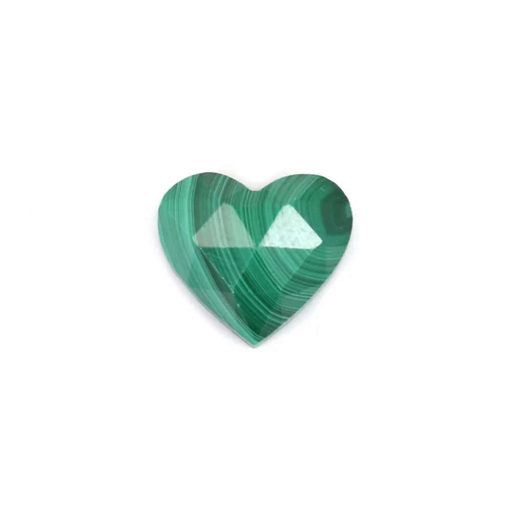 Cabochon Malachite coeur facetté 9x10mm x 1pc