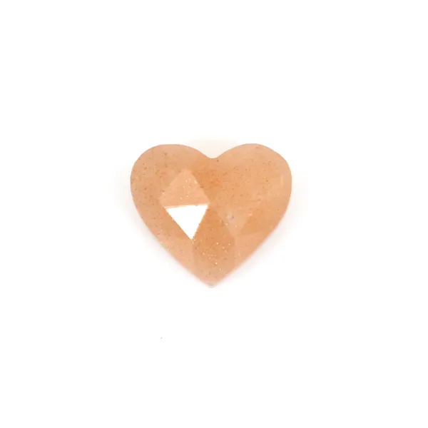 Faceted heart orange moonstone cabochon 9x10mm x 1pc