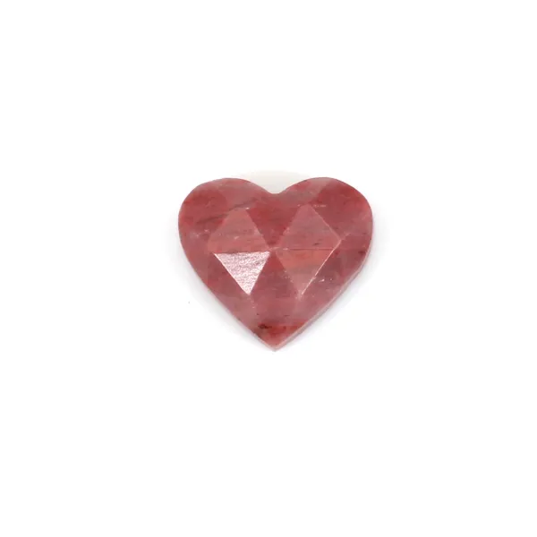 Cabochon Rhodonite coeur facetté 9x10mm x 1pc