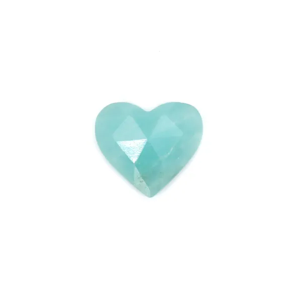 Cabochon Amazonite coeur facetté 9x10mm x 1pc