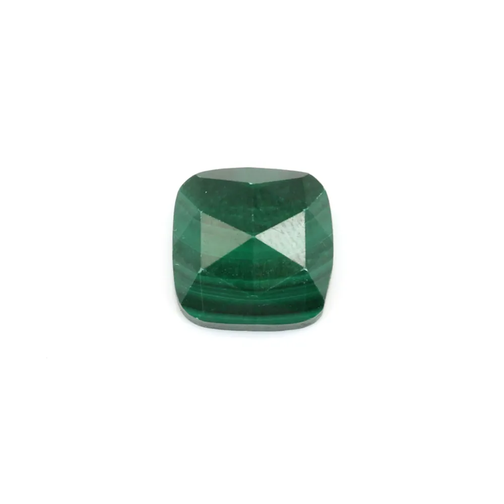 Square faceted Malachite cabochon 9mm x 1pc