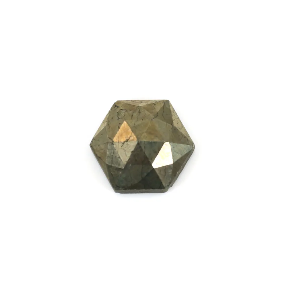 Pirite sfaccettata esagonale cabochon 10mm x 1pc