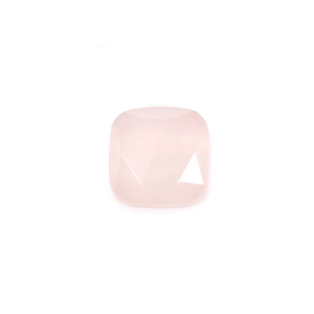 Cabochão quadrado facetado de quartzo rosa 9 mm x 1 unidade