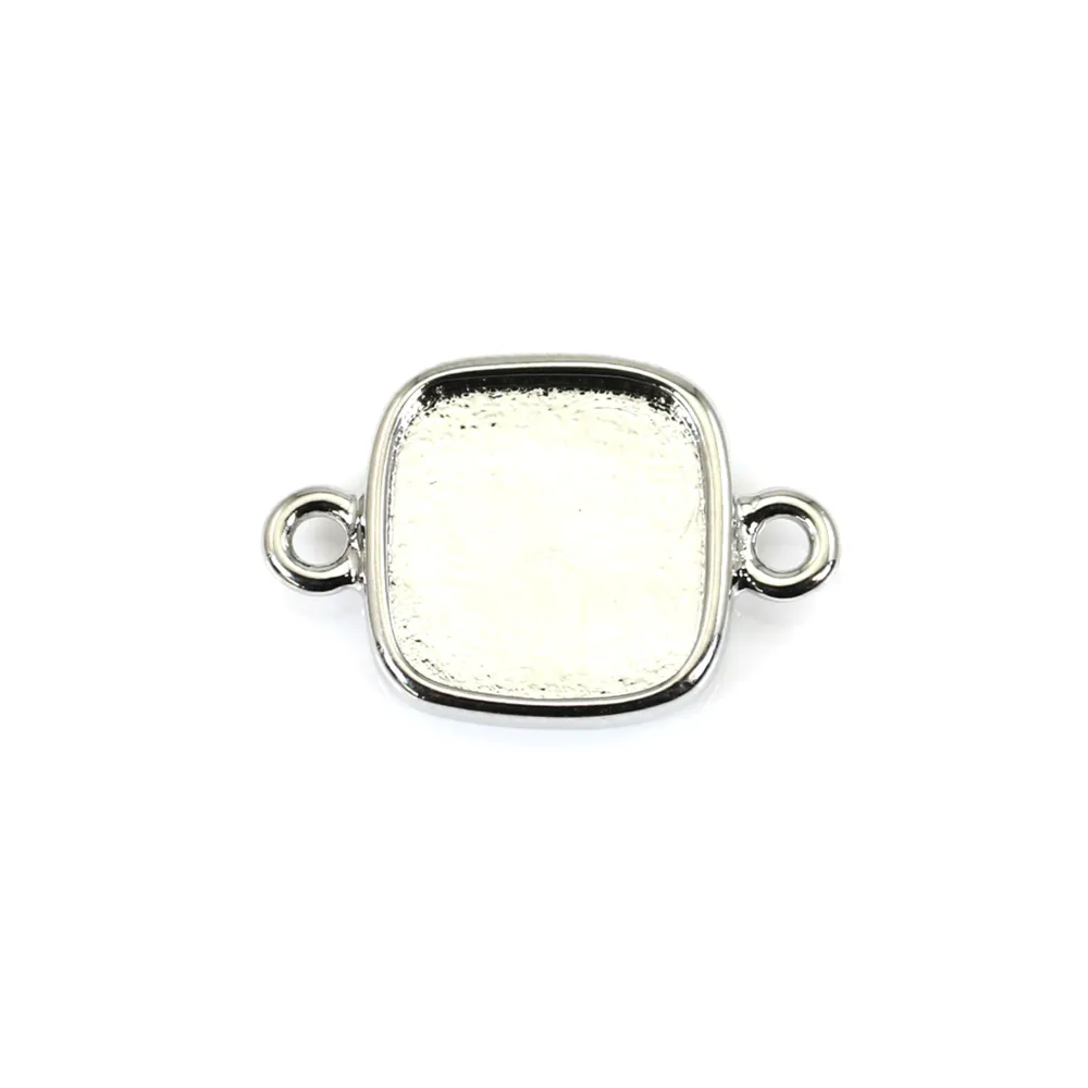Intercalaire pour cabochon carré 9mm - Argenté x 1pc