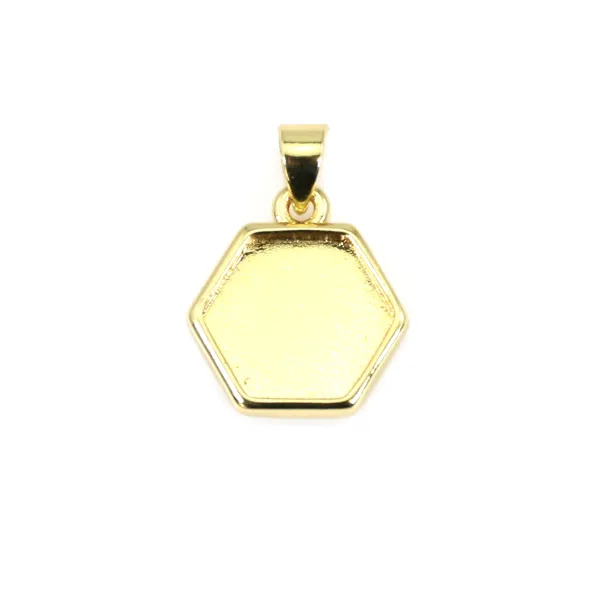 Suporte de pingente para cabochão hexagonal de 10 mm - Ouro x 1 unidade
