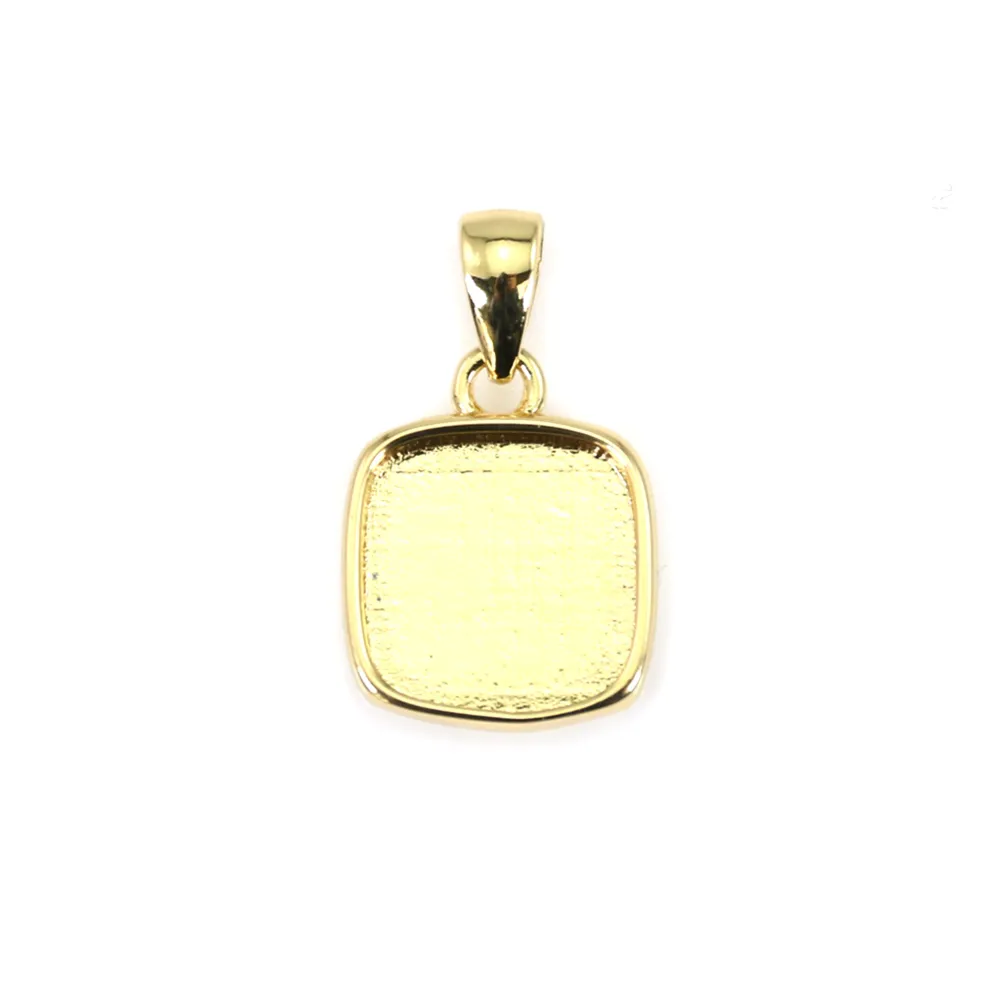 Pendentif support pour cabochon carré 9mm - Doré x 1pc