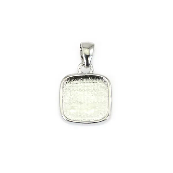 Pendente de cabochão quadrado 9mm - Prata x 1pc