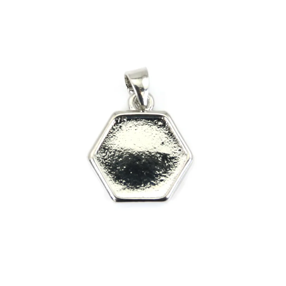 Portaciondolo per cabochon esagonale da 10 mm - Argento x 1 pz