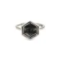 Anillo ajustable para cabujón hexagonal de 10mm - Plata x 1pc
