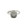 Anillo ajustable para cabujón cuadrado de 9mm - Plata x 1pc