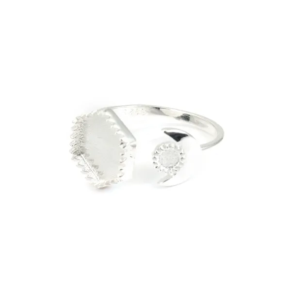 Anello regolabile per cabochon esagonale e rotondo - Argento 925 x 1 pz