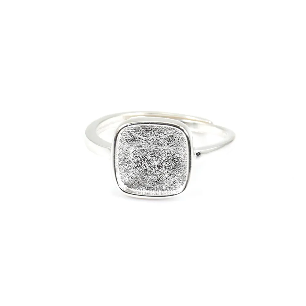 Bague réglable pour cabochon carré 9mm - Argent 925 x 1pc