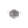 Anel ajustável para cabochão hexagonal de 10 mm - Prata 925 x 1 unidade