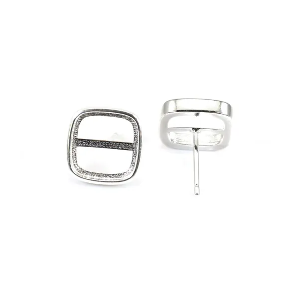 Brinco para cabochão quadrado 9mm - Prata 925 x 2pcs