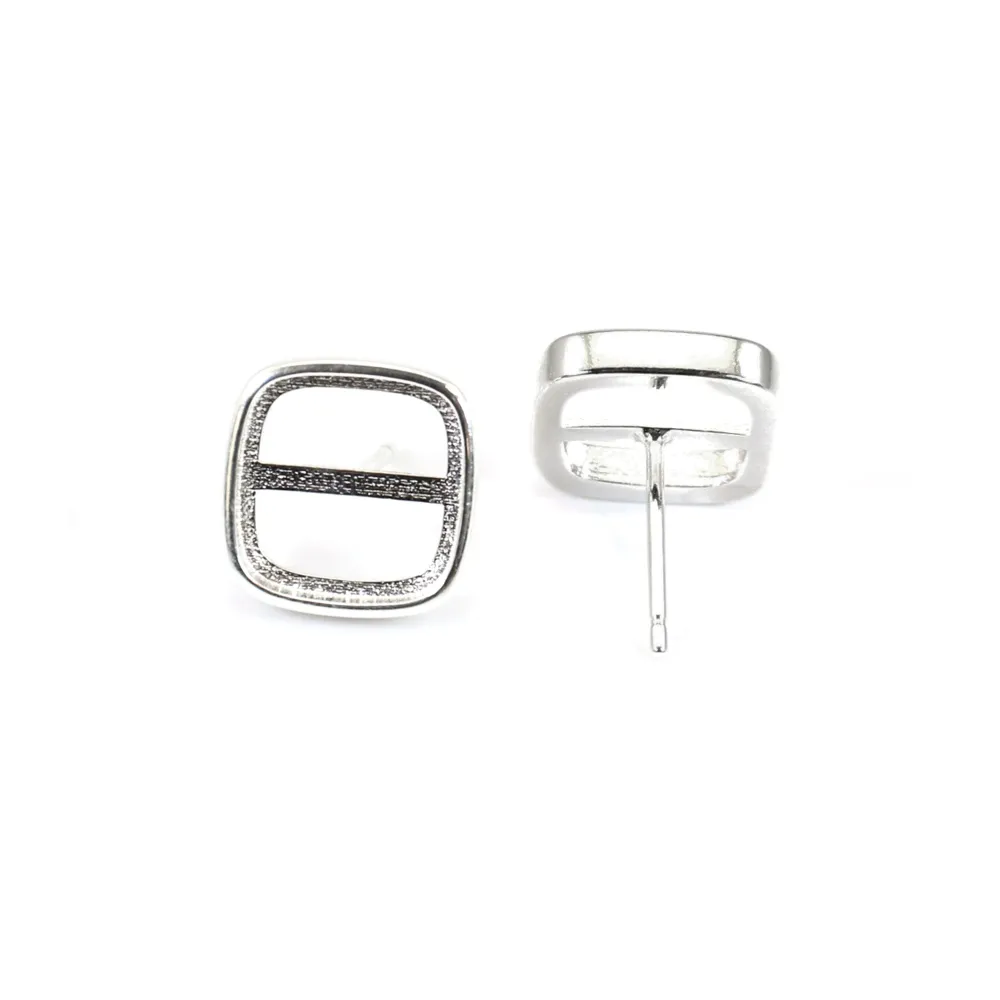 Pendiente para cabujón cuadrado 9mm - Plata 925 x 2pcs