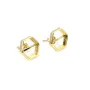 Hexagon cabochon earring 10mm - Gold x 2pcs